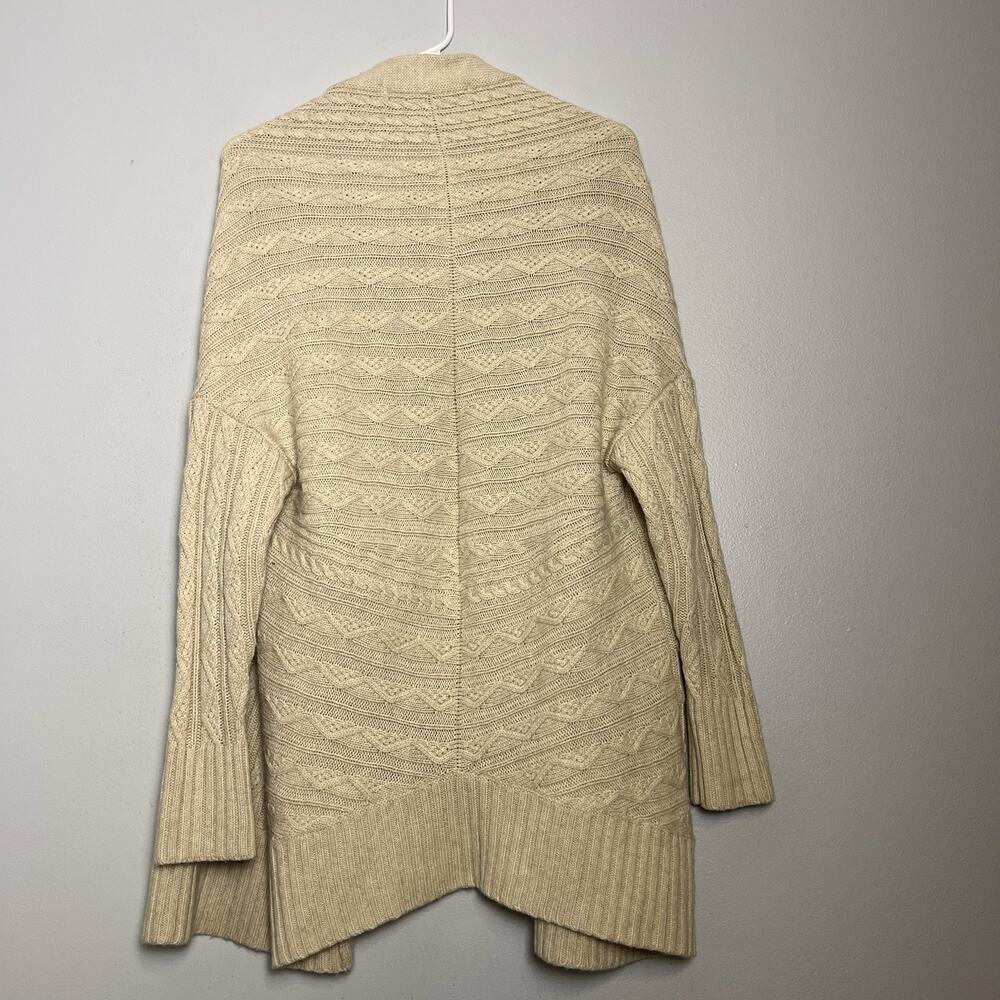 Max Studio Womens Wool Alpaca Blend Cable Knit Open Front Cardigan Beige Sz S - Picture 12 of 16